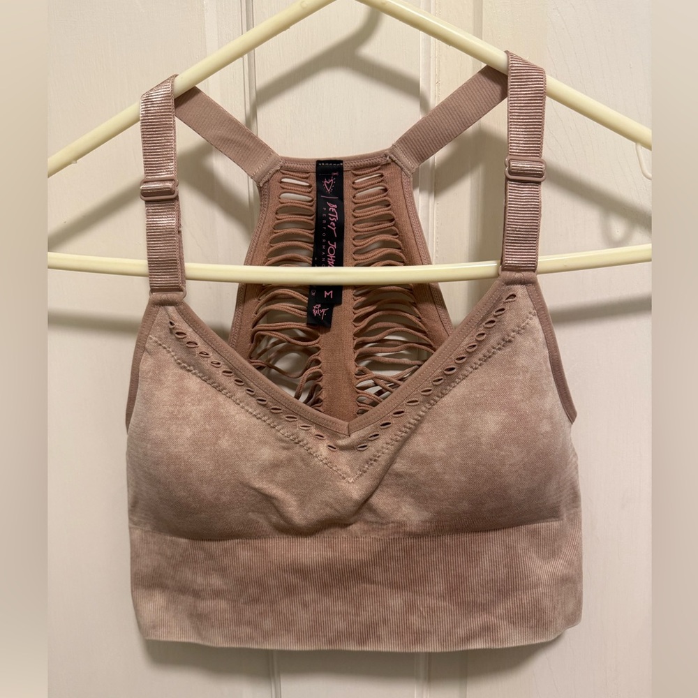 Betsey Johnson Tan Sports Bra Medium